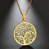 Chaînes 2021 à la mode évider arbre de vie en acier inoxydable collier pour femmes couleur argent déclaration bijoux Bisuteria Mujer