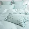 Egipska Bawełna Królowa / King Size Design Pościel Zestaw Prestiżowy Zielony Różowy Haftowany Duvet Cover Dopasowany Bedsheet Set Paure DE LIT 20114