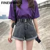 FINEWORDS Multi Button Jean Shorts Women Summer Adjust Waist Sexy Denim Mini Short High Waist Casual Loose Plus Size Shorts Jean LJ200815