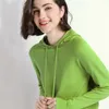 Automne Pull en cachemire femmes pulls à capuche couleur unie tricoté vêtements d'extérieur sweat à capuche pour Femme Pull Femme