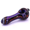 Flashy Stripe Glass Pipe 4.1" Mini Hand Pipes Spoon Smoking For Dry Herb