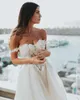 Bohemian Off Shoulder Corset Een lijn Trouwjurk voor Bruid Sweetheart Bloemen Kant Applicaties Stijlvolle Lange Bruidsjurken Bandjes Strand Tulle Bruidsjurken 2022