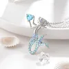 Mermaid Birthstone Kolye Moda Aşk Düğün Zarif Pembe Yıldönümü Hediye Gümüş Kaplama Blues Takı Yıldönümü Moda Sıcak Satış 3YF