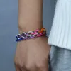 2021 NEW ARRIAN ATRINGE FASHION WOMEN JEWELLRY MICRO PAVE CZ NEON ENAMEL 8MM ROLO LINKチェーンBracelet228Y