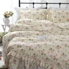 Conjuntos de cama Korean Set Algodão Pastoral Ruffled Cot Cover Fronha Princesa Bed Bed Spread Small Flower Fresh HM-01F