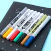 8 färger Metallisk nålmarkör Pen Fin Point Paint Nontoxic Permanent Pen Diy Art School Office Supplies 201116