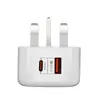 Nyanlända EU US UK QC3.0 Hot Sälj Universal USB + PD 20W Väggladdare Portabel Mobiltelefon Snabb Laddare till iPhone 13 12 11 Pro Max med Retail Box