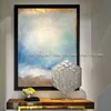 100% fatto a mano astratta cielo blu lusso dorato moda pittura a olio per soggiorno pittura moderna decorazione della parete immagine arte regalo LJ201128