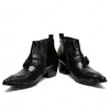Automne Winter Men Chaussures Snake Sket Genuine Le cuir Boots Fashion Bottes Point Toe Bottes de grande taille Bottes de la cheville