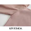 KPYTOMOA Donna Sweet Fashion Patchwork Organza Camicette lavorate a maglia Vintage See Through Sleeve Stretch Camicie femminili Chic Top LJ200812