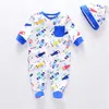 Fashion Infants Boys Girls Rompers with caps pajamas 100% Cotton baby Clothes Sets LJ201223