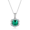 Pansys Vintage Emerald Zilveren Kettingen 100% 925 Sterling Zilveren Hanger Ketting voor Vrouwen Verjaardag Fijne Sieraden Q0531