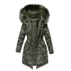 Cotton Padded Jacket Camouflage Parka Women Long Overcoats Winter Warm Thick Female Casual Military Fur Tops Jackets Coats 201029