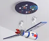 Chambre d'enfants espace satellite led lustre télécommande luminaire pour enfants chambre pépinière dessin animé suspendu lamp222v