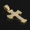 Full Diamond Cross Pendant Halsband Mens Guld Kubansk Länk Kedja Halsband Iced Out Pendant Hip Hop Smycken