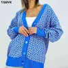 TAOVK Maglione lavorato a maglia da donna con motivo a rombi Bottoni monopetto Maglione cardigan lavorato a maglia casual allentato 211221