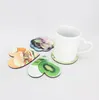 DIY sublimation en blanc coaster en bois en bois coussins tasses MDF Promotion de cadeau publicitaire Love Round Flower en forme de tasse de tasses