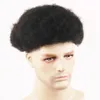 4mm man hår afrikansk amerikan toupee för män andas Q6 Full Lace Base Afro Kinky Curly Wig Unit Mäns lockiga 100% mänskliga hår