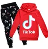 큰 소년 소녀 tracksuit 옷을위한 Tik Tok 세트 가을 겨울 Tiktok 키드 후드 스웨터 + 인쇄 바지 2 PC 복장 어린이 스포츠 양복