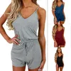 2019 Lady Jumpsuit Plus Размер и Rompers для женщин, Сексуальные Кондуль Super Super Короткие Playsuits S-XL Лето Твердые Шорты T200701