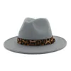 SHOWER Khaki Fedoras Hats For Women Woolen Felt Trilby Hat Ladies Leopard Female Autumn Winter Retro Pork Pie Hat1380812