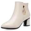 ブーツ2021フル牛革秋冬女性ファッション気質エレガントな暖かい雪の靴ハイヒール1