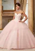 Pink Quinceanera Платья Бальное платье Милая Кружева Кружева Аппликации Бисероплетенные Сладкие 16 Партии Платья Vestidos de 15 Anos