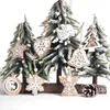 Houten Kerst Ornamenten Kerstversieringen Hollow Dubbele Witte Ornamenten Kerstboom Ornamenten Sneeuwvlok Hanger 2pcs / Bag XD24214