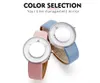 SHENGKE Quartz Movement Ladies Wristwatch Women Quartz Watches Leather Strap Creative Mirror Glass Analog Dial Pink Blue Watchband