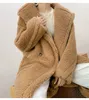 Kadınlar Kış Faux Kürk Sıcak Uzun Teddy Ceket Uzun Kollu Kadın Kalın Teddy Bear Coat Casual Gevşek Boy Dış Giyim 201221