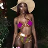 2020 Nova Impressão Africana Two-Parte Bath Set Bikini Set Sexy Geométrico Swimwear Swimsuit Ouro Cintura Alta Cintura Natação Terno T200708