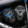 Smael Мужские спортивные кварцевые часы мужчины светодиодные цифровые 5ATM водонепроницаемые спортивные военные часы человека двойной дисплей наручные часы Relogio Mens X0524