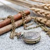 Neue Quarz Vintage kleine Epoxy Eule Taschenuhr Halskette Schmuck Pullover Kette Taschenuhr bronzefarbene Stahllünette