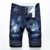 Jeans man sommar shorts mode casual byxor stretch mens kort denim jean rippade jeans för män streetwear1