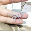 Whole Body S925 Silver Necklace Bow Zircon Friend Gift Women's Jewelry Pendant Korean Clavicle Chain Trend Fashion Accessories Q0531