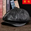 Genuine Leather Hat for Men Newsboy Caps Gorras Mujer Designer Hat Newsboy Hats Women Adult Leather Cap1223N