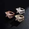 Mens Women Hip Hop Ring Full Bling CZ Diamond Star Ring Jewelry Punk Male Women Finger Rings Nice Gift