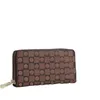 WF Women fashion Luxury clutch wallet pu leather Double zipper wallets long classical Brown Flower grid designer brand men fashion326I