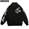 SpringAutumn Embroid Letter Mäns Bomber Jacka Unisex Kvinnors Boyfriend Style Baseball Coat Varsity Street Chic Black 220301