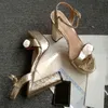 Designer-Sandalen, Gezeitenmarke, Sommer, wasserdichte Plattform, Damen-High-Heels, Leder, Mode, Metallschnalle, Damen, rote Unterseite, Kleid, Büroschuhe