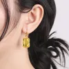 Boucles d'oreilles en Citrine couleur or 18 carats pour femmes, bijoux suspendus en argent Sterling 925 véritable, Vintage, bijoux tendance 2022