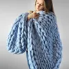 Yün Örme Battaniye Kış Kalın İplik Hacimli Örme Battaniye El Yapımı Büyük Büyük Kanepe Yatak Battaniye 120 * 150 cm
