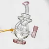 Plataforma de vidro do bongo em Hookahs Tubulação de fumo cor-de-rosa bonito 6,3 polegada comprimento Tubulações transparentes da água de borbulhador Tubulações grossas curvadas do pescoço do pescoço do pescoço com 10 milímetros da junção masculina clara