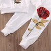 Kids Girl Clothes Designer Girls Tracksuit Boutique Kids Clothing Rose paljett tryck Hoodies Pant Toddler Girl Clothing Set 37y Y18851684