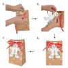 Decorações de Natal 12pcs Snowflake Kraft Paper Bags Gift Candy Box Cookies Packing Ano de Natal Noel Navidad Favors Bag1