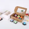 Transparent Windowed Cupcake Boxes White Brown Paper Muffin Box Baking Packing Box Party Gift Box LX4540