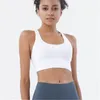 Kvinnor samlar yoga väst t-shirtar mode v-hals skinny korta toppar kvinnlig fitness löpande sport kors tillbaka bh underkläder stötskyddade tshirts