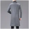 Inverno Uomini di Marca Cappotto di Lana Spessa Moda Affari Casual Lungo Cappotto Caldo Giacca Maschile Vestiti Grigio Nero M-4XL 201222