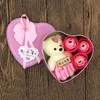 Valentine039s Day Lover Rose Flowers Rose Bouquet with Teddy Bear Birthday Gift Metal Package Essential Oil Soap Flower WD950928136742