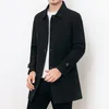 Autumn Winter Mens Overcoat Thick Windbreaker Coat Plus Size Long Black Trench Male Outerwear Boys Trench1751253